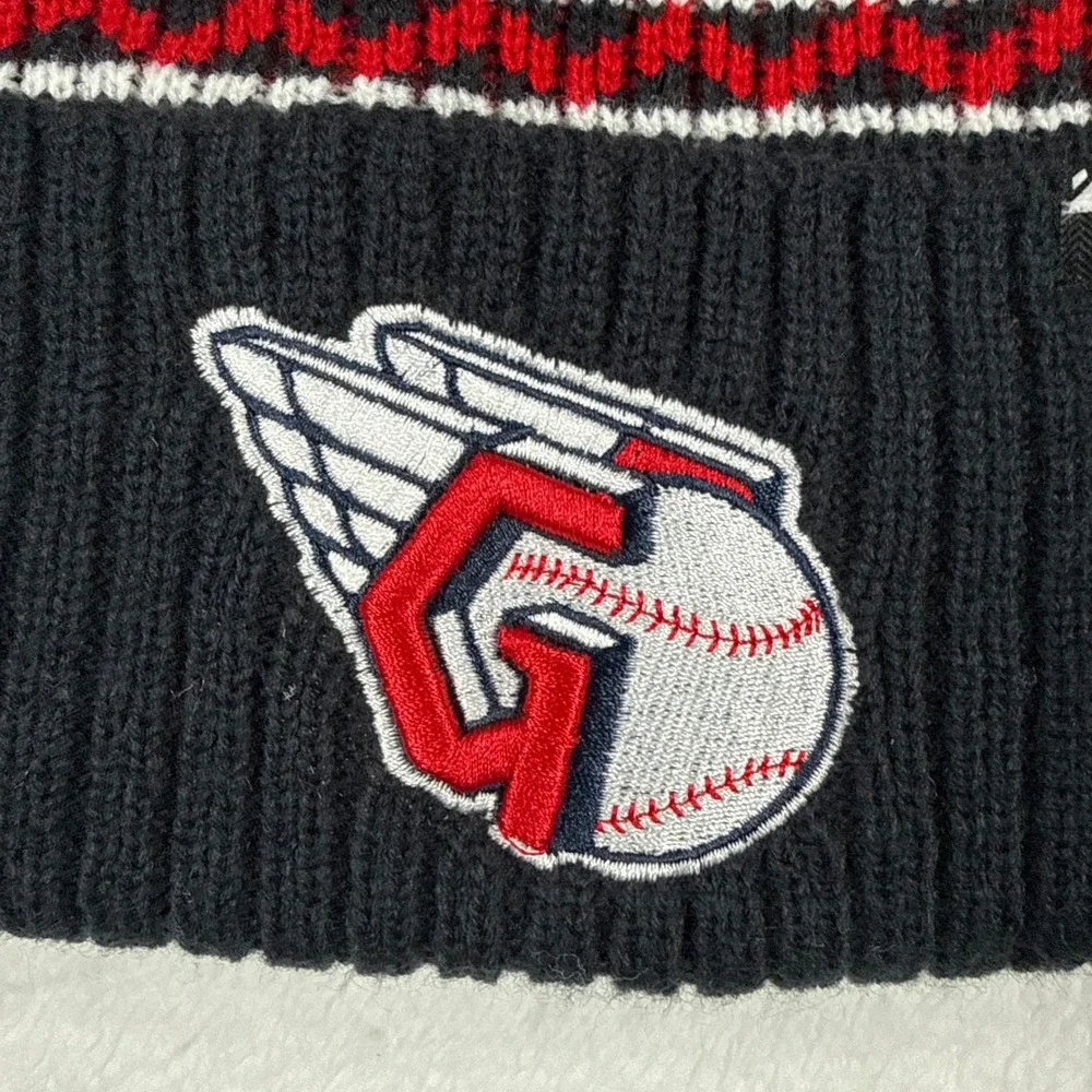 47 Brand Cleveland Guardians YOUTH Beanie Polar Vortex Pom Knit Hat Navy NWT